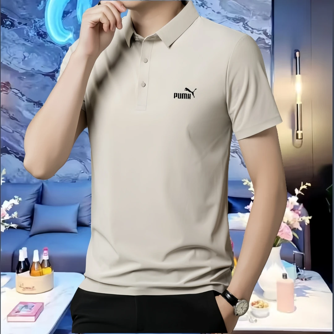 轻奢短袖运动薄款Polo衫男纯色速干透气休闲垂感衬衫翻领潮流男装
