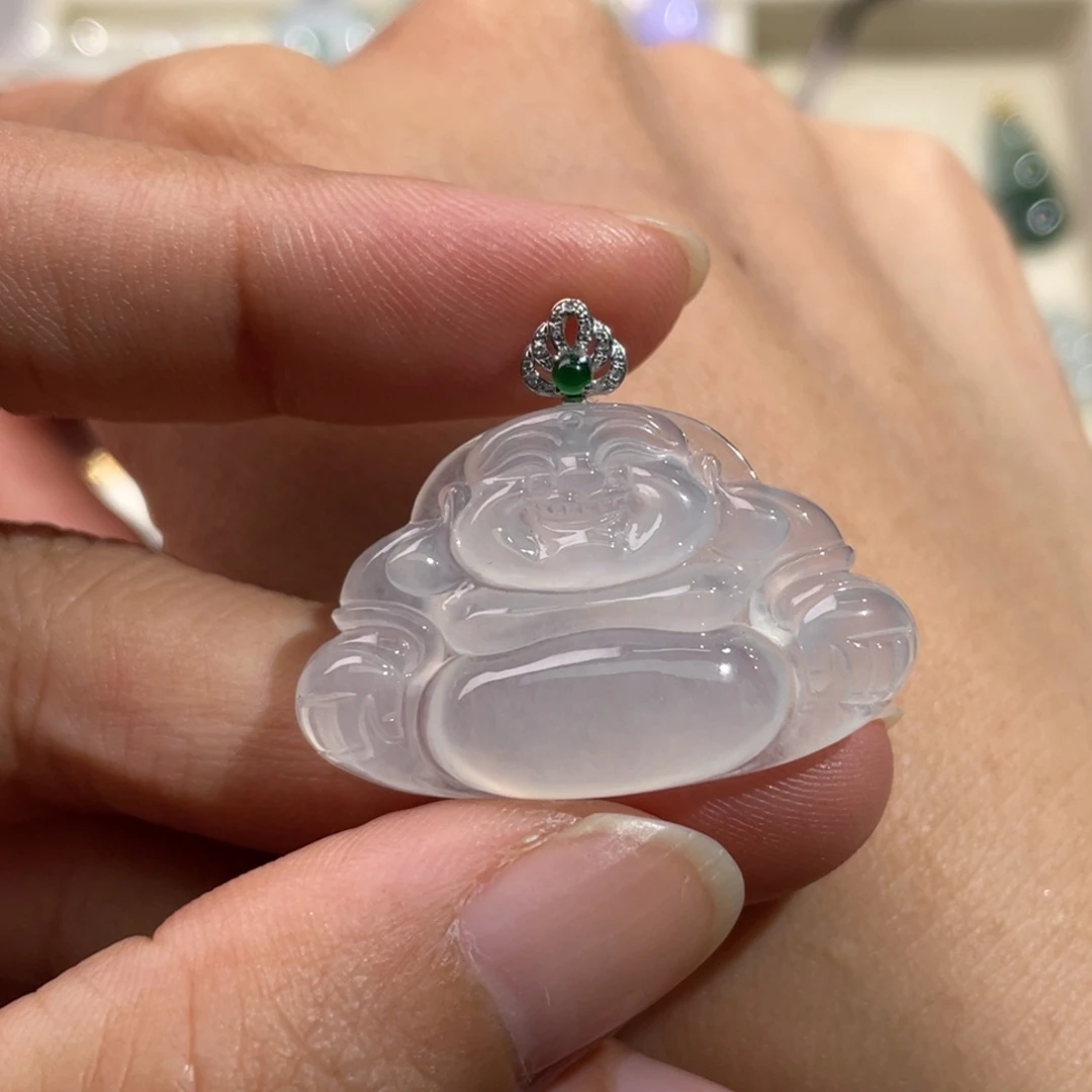 颈饰18K金镶嵌翡翠佛公036