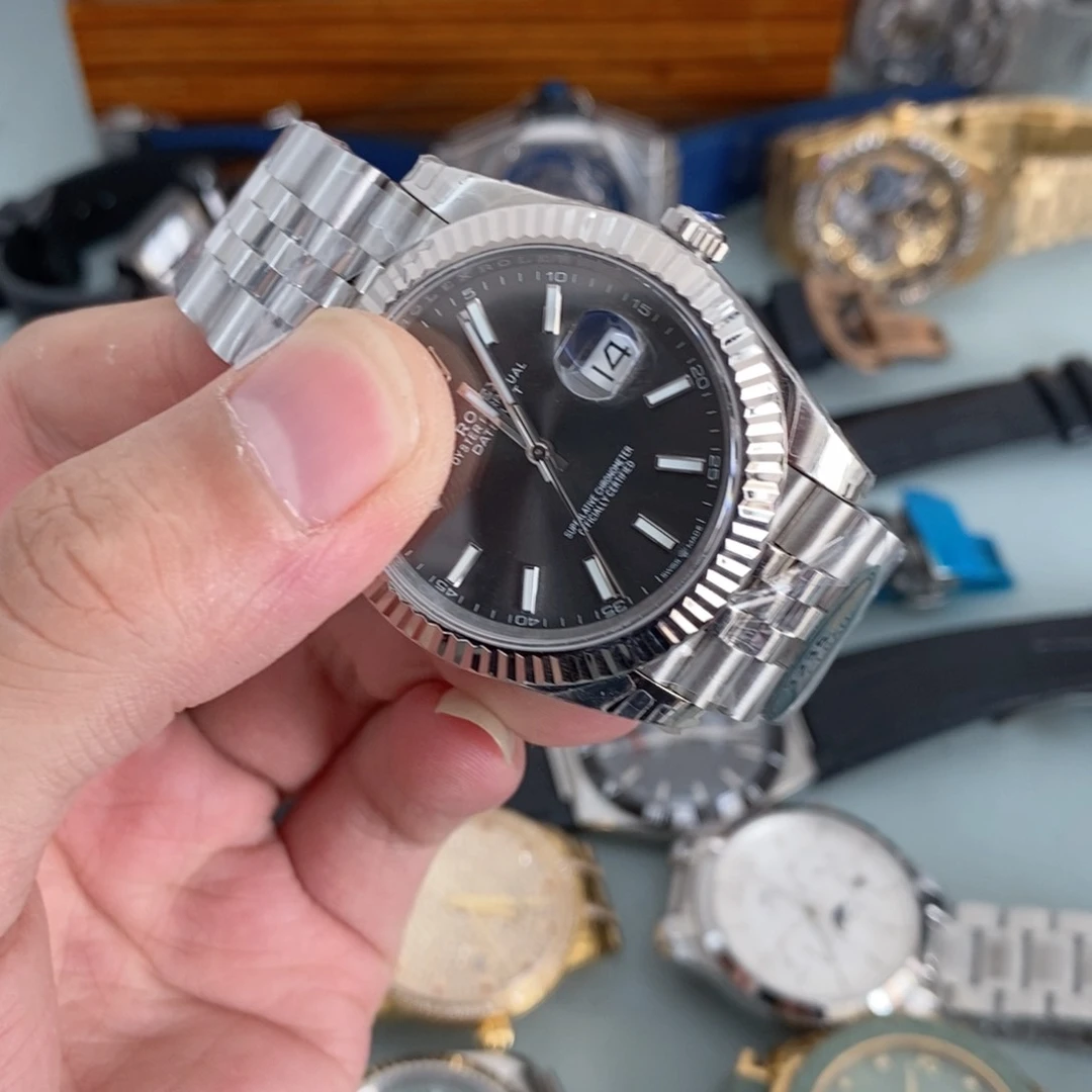 回***）钢机械机芯锻造碳镀金捞家日志灰色条丁