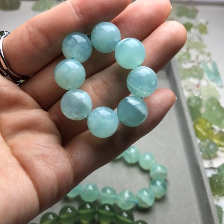 蛇纹石玉珠珠未镶嵌汐*血