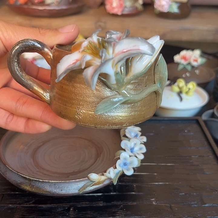 千玺造物花卉咖啡杯