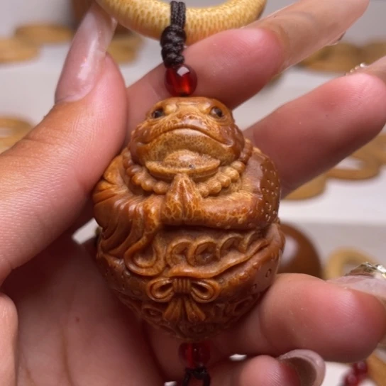 手串/手链橄榄核金蟾礼佛手把件