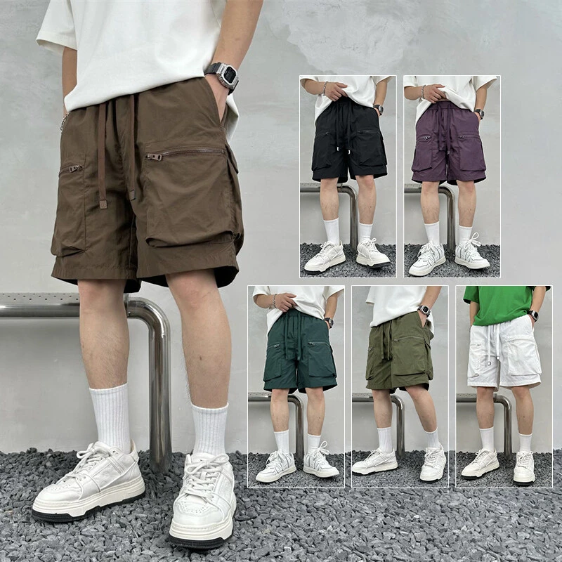 短裤休闲薄款宽松潮流纯色五分裤男士男款直筒百搭夏季锦纶潮牌