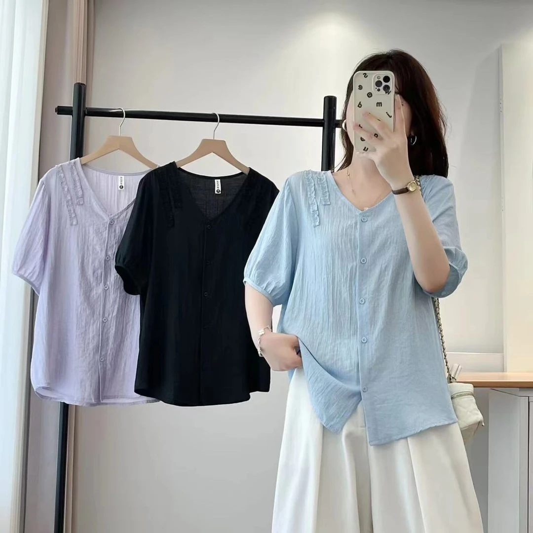 V领宽松显瘦百搭设计感衬衫