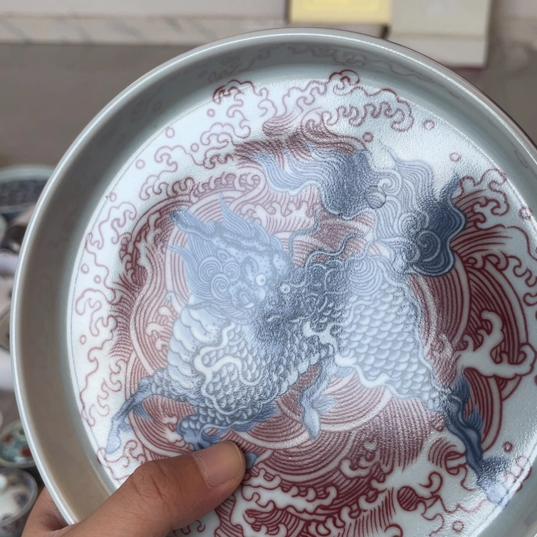 瓷片景德镇麒麟踏浪大壶承