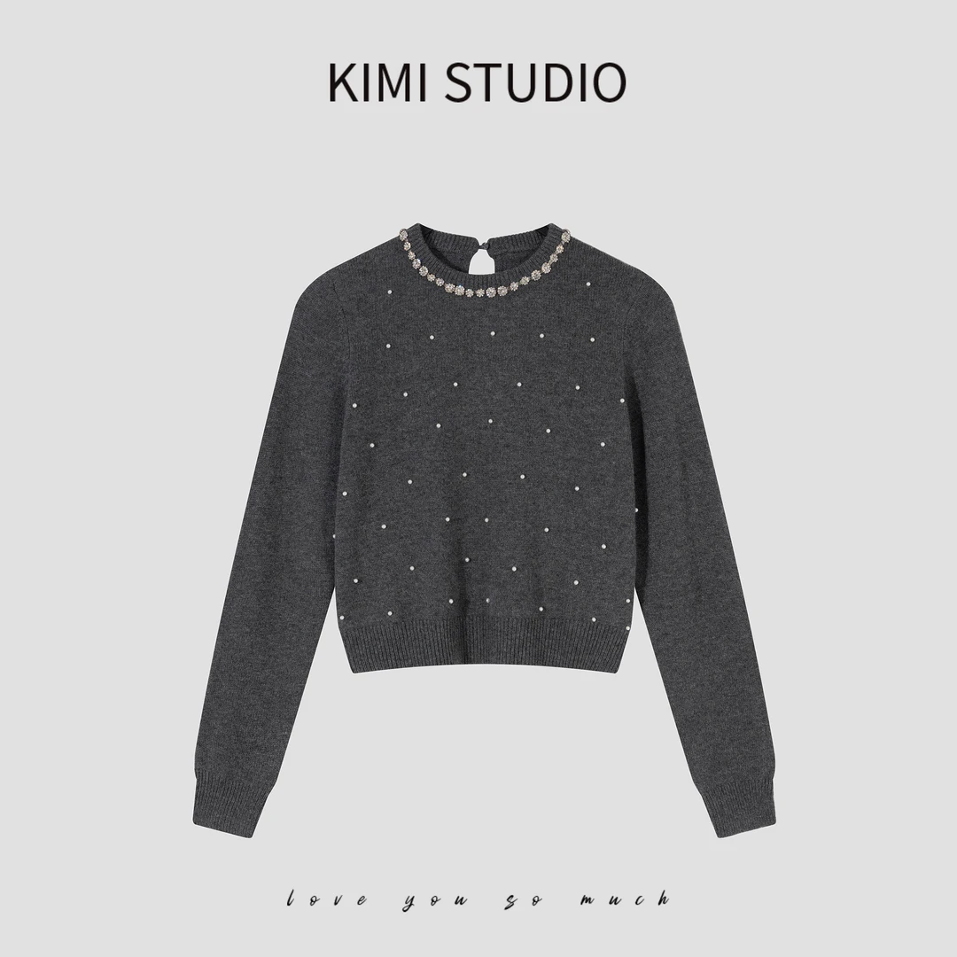 AW241540  山羊绒重工水钻钉珠针织毛衣