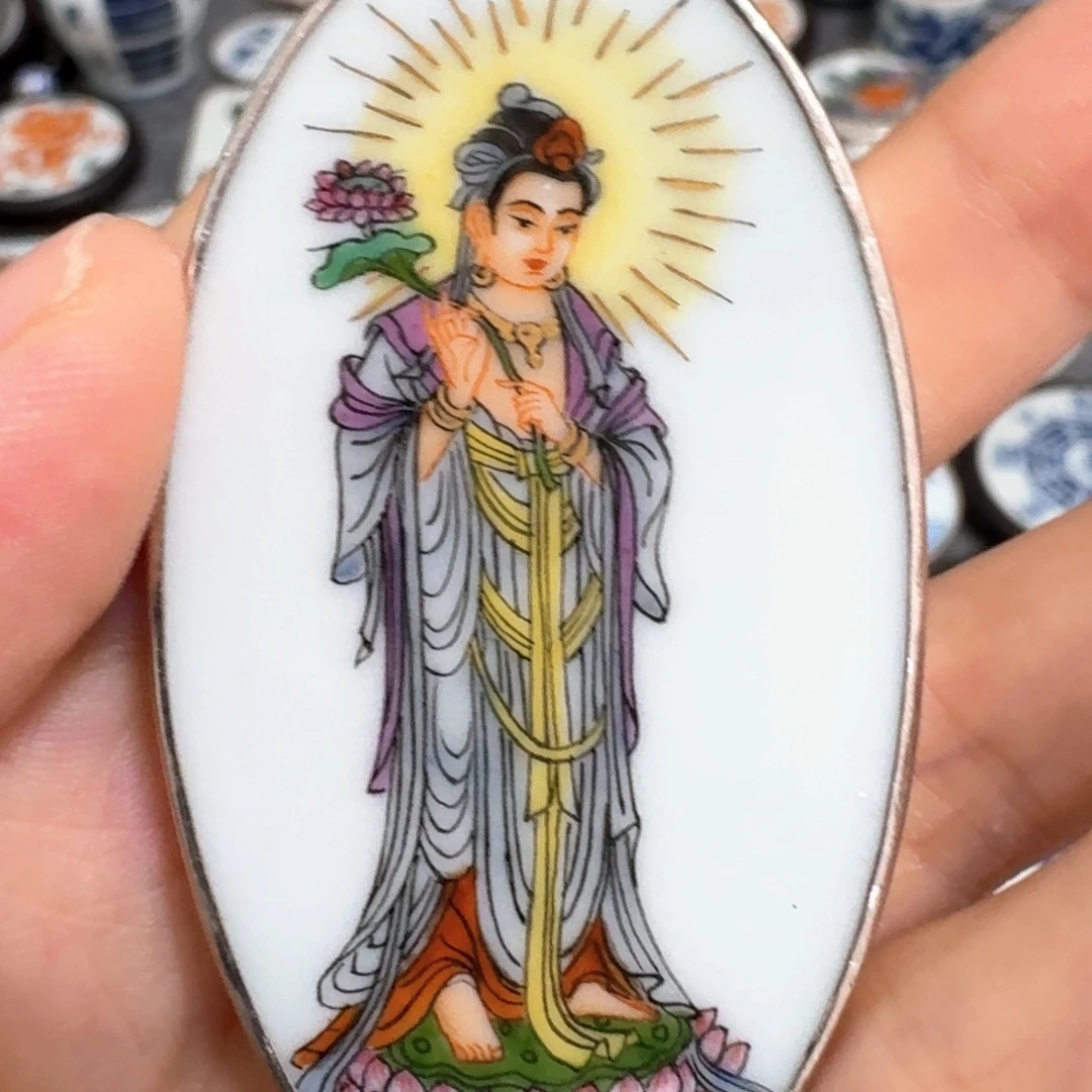 龙***少瓷片大势至菩萨挂件