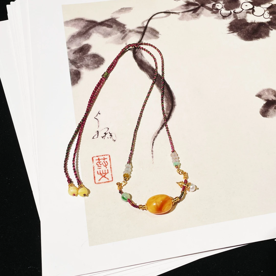 【云上雅岚】C43322-S925蜜蜡项链-18×14mm-多样性发一件