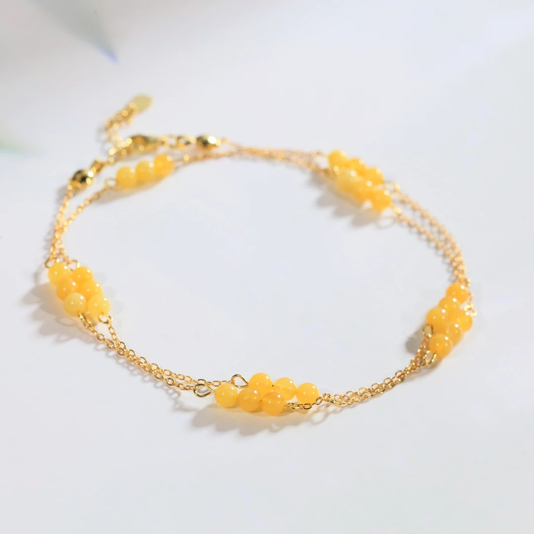 【安曼博】S925银蜜蜡链条项链  约3-5mm