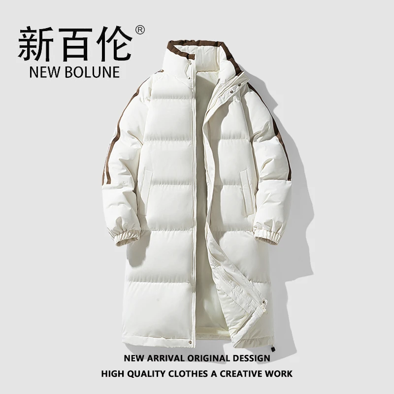 新百伦中长款棉衣男女冬季加厚抗寒棉服休闲防风保暖立领棉袄