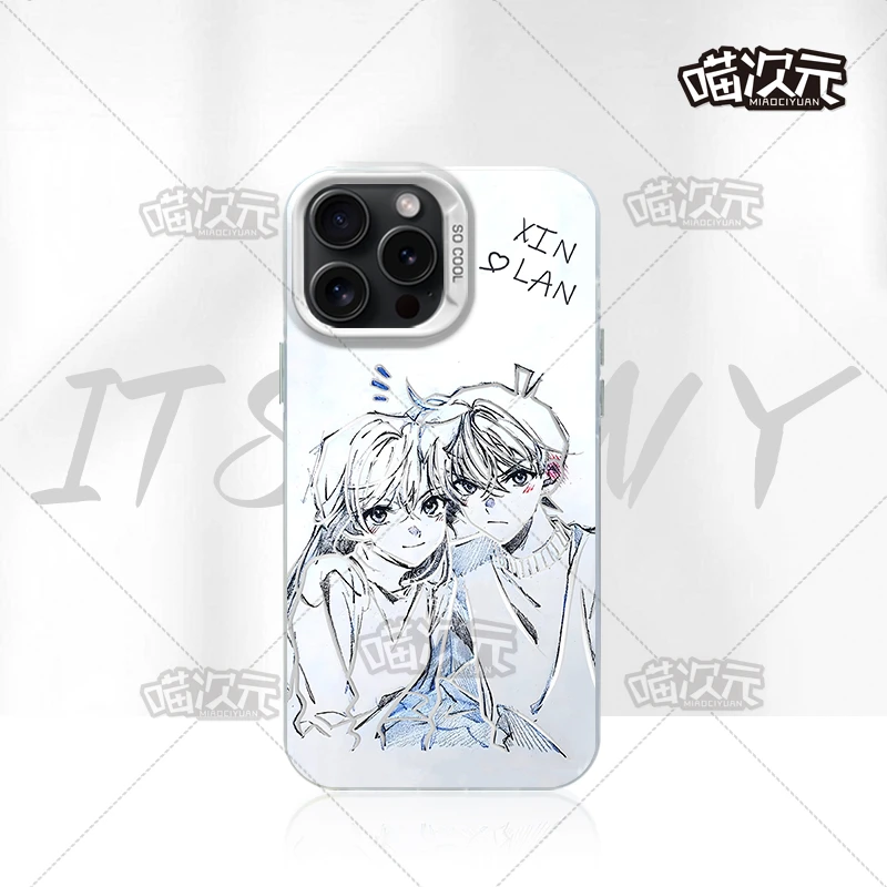 适用苹果华为vivo一加iPhone小米红米一加素描新一小兰手机壳三星