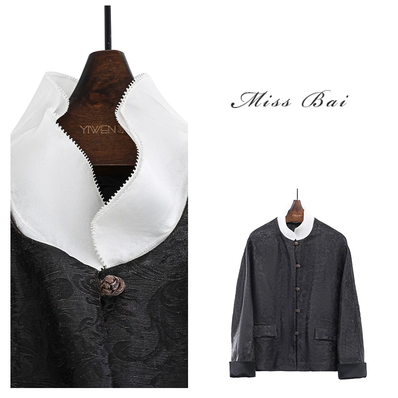 YIWEN-【触手可及】高级感桑蚕丝亚麻国风外套上衣WT2150