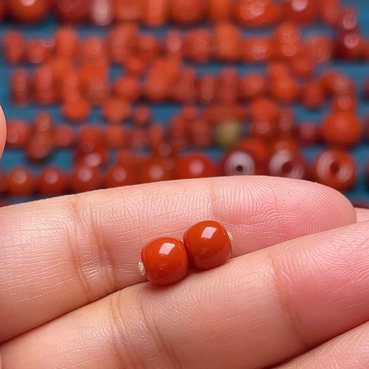 南红玛瑙未镶嵌配饰老型对珠7.2mm