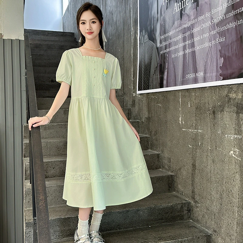 女大童夏季连衣裙2025年新款儿童洋气初高中生过膝12女童15岁裙子