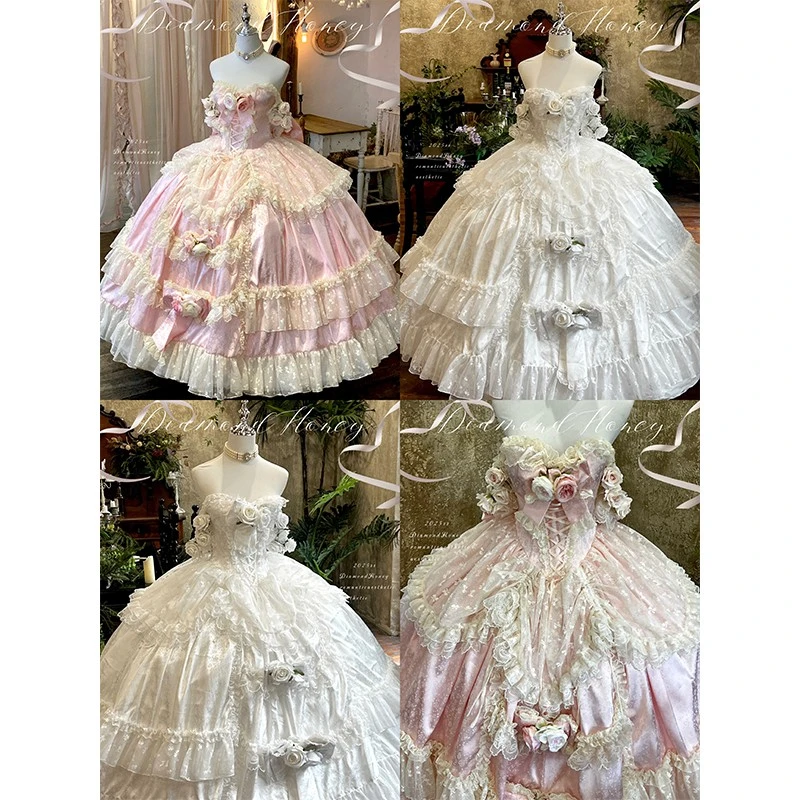 【恋与玫瑰】秋冬款长裙公主风成人礼花嫁婚纱礼服lolita原创