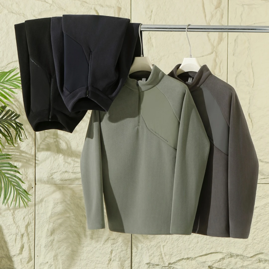 迪家同款 秋冬男士科技奥利绒冬季蓄热保暖半拉链加绒打底衫