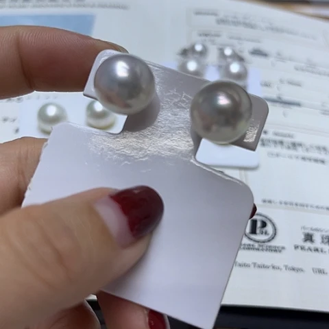 心***语海水珍珠耳饰18K金镶嵌
