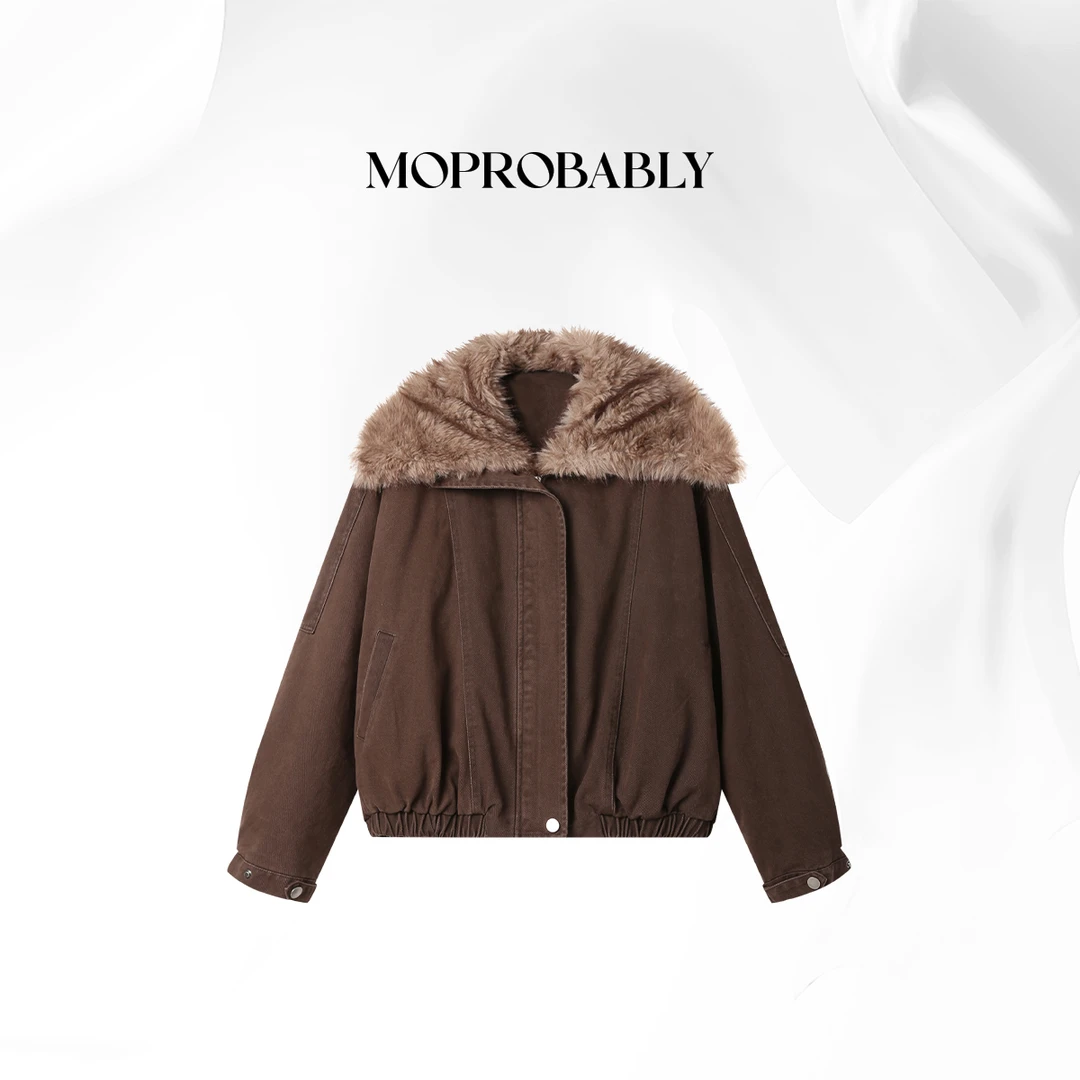 Moprobably贝贝「城堡」"90白鸭绒"拼毛领牛仔羽绒服B5481034