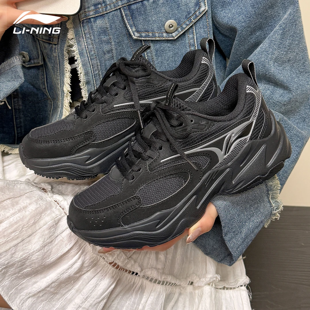 李宁女款休闲鞋夏季2025新款轻便软底老爹鞋软底舒适百搭运动鞋
