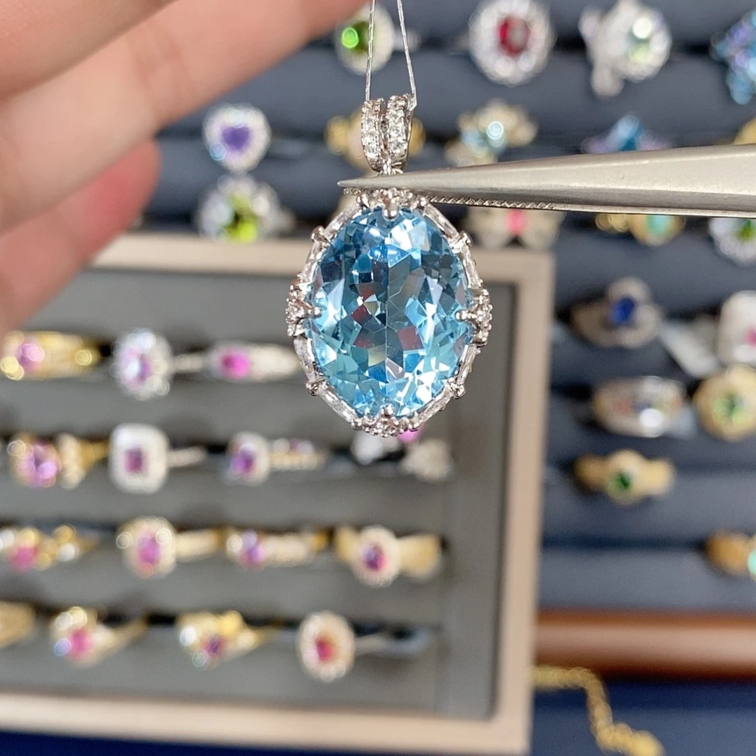 吊坠(赠链)银S925镶嵌托帕石