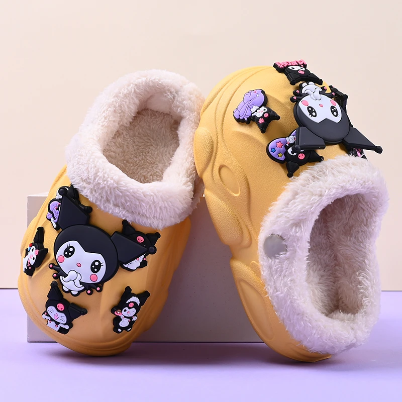 库洛米猫儿童棉拖鞋2025新款冬季女童加绒保暖毛拖鞋宝宝棉拖女生