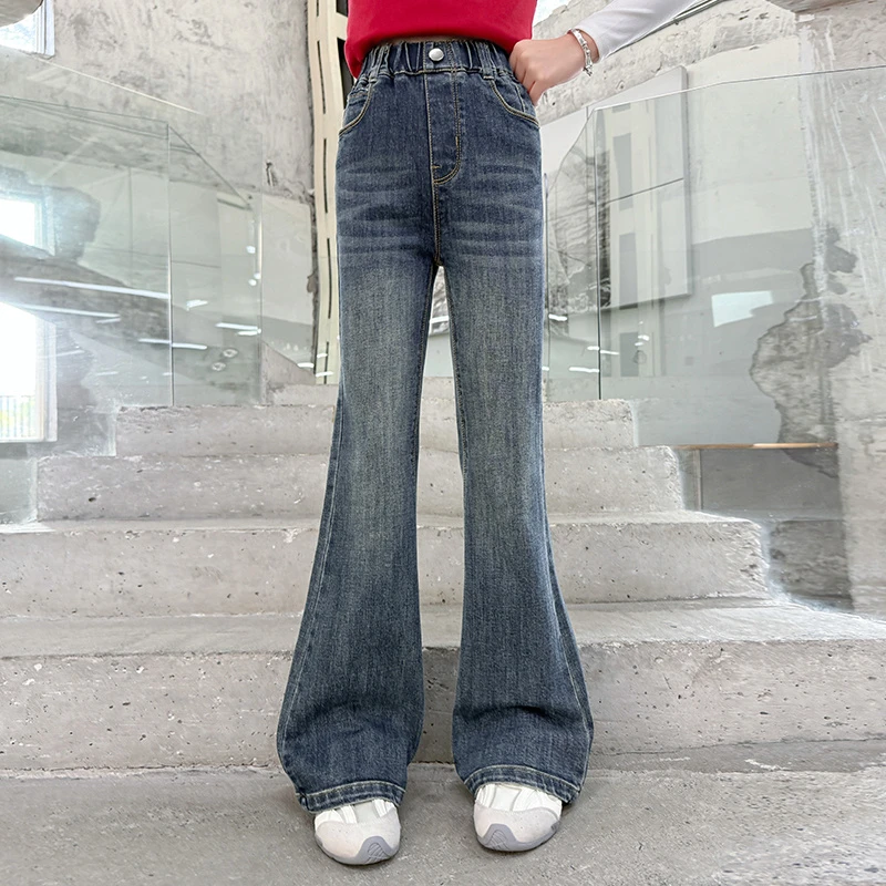 女童喇叭裤春秋款6-12岁洋气儿童牛仔裤秋装韩版中大童休闲长裤潮