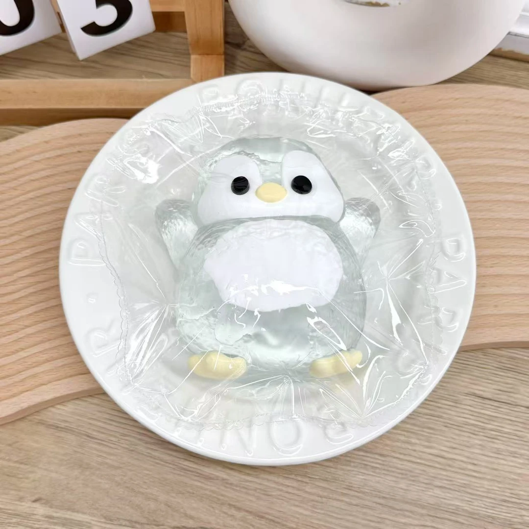 【超大号蓝透色果冻企鹅】硅胶捏捏乐解压玩具