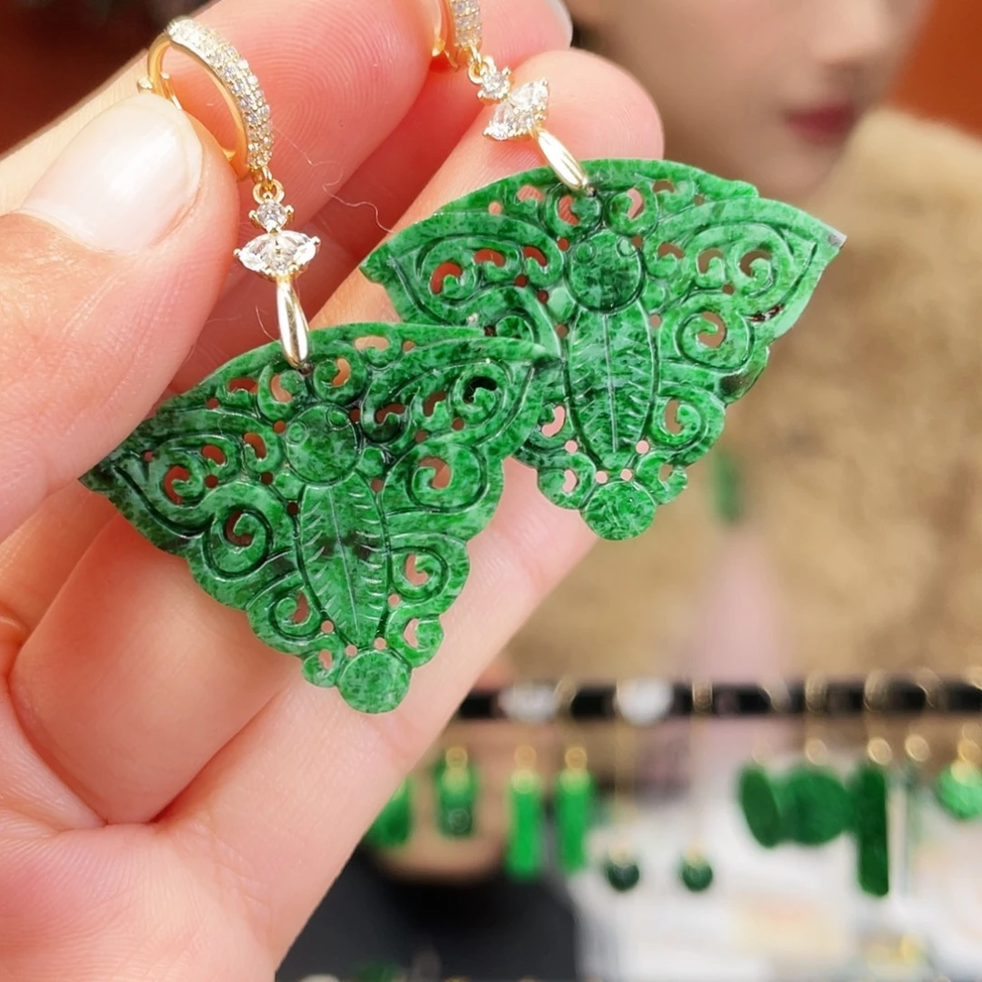 翡翠银S925镶嵌耳饰