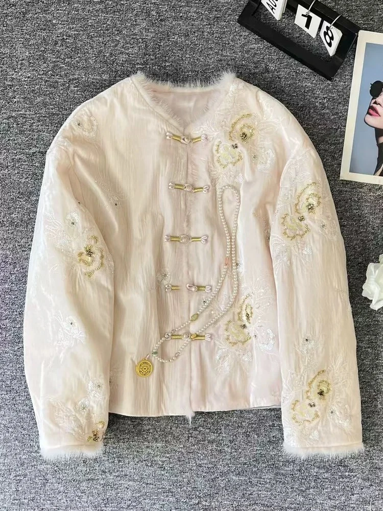 新中式上衣单排扣汉服植厚款长袖常规复古外套----5230