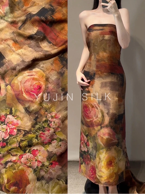 「维多利亚」YUJIN SILK 前喷老料重缎香云纱桑蚕丝110门幅38姆米