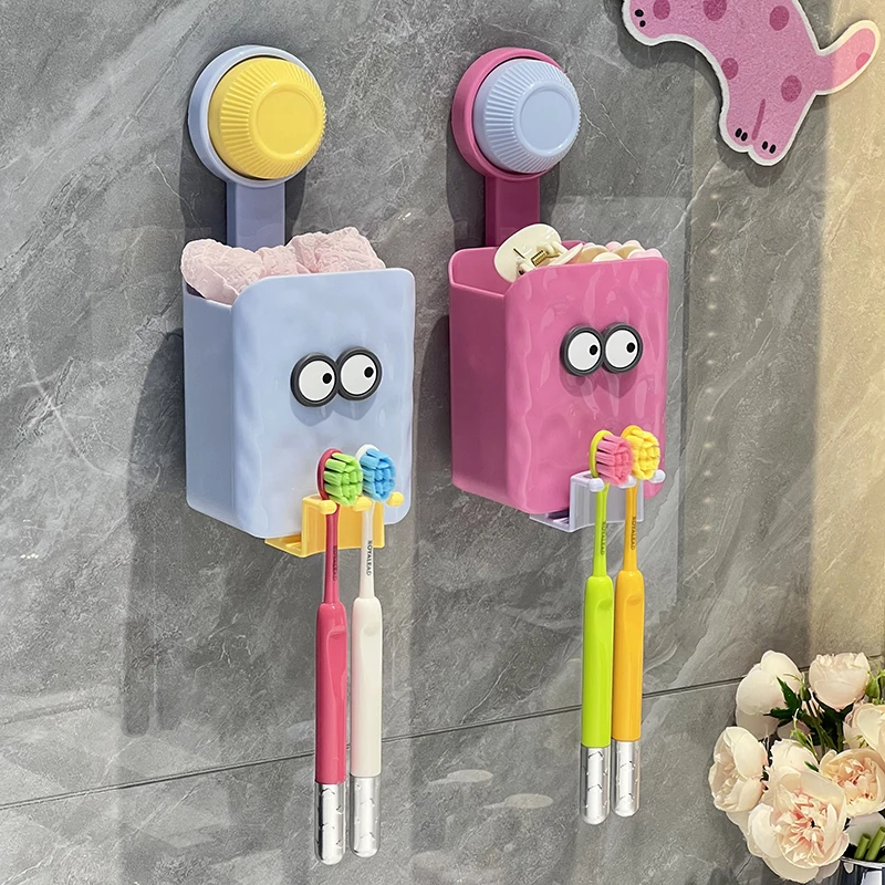 吸盘式牙刷架置物免打孔防潮可拆卸打孔浴室吸壁式牙刷架收纳盒
