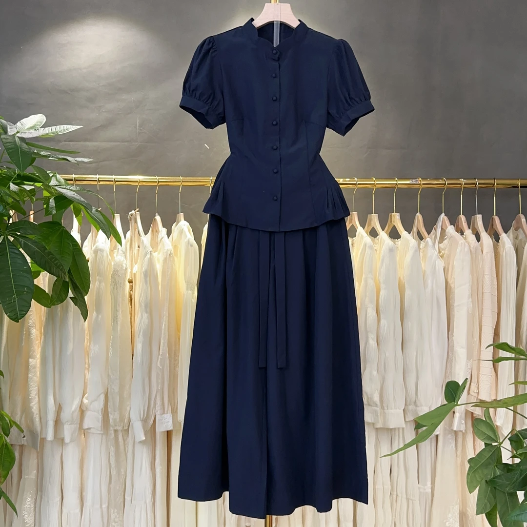 X3018 小香风气质套装夏季新款时尚短袖收腰显瘦上衣阔腿裤两件套