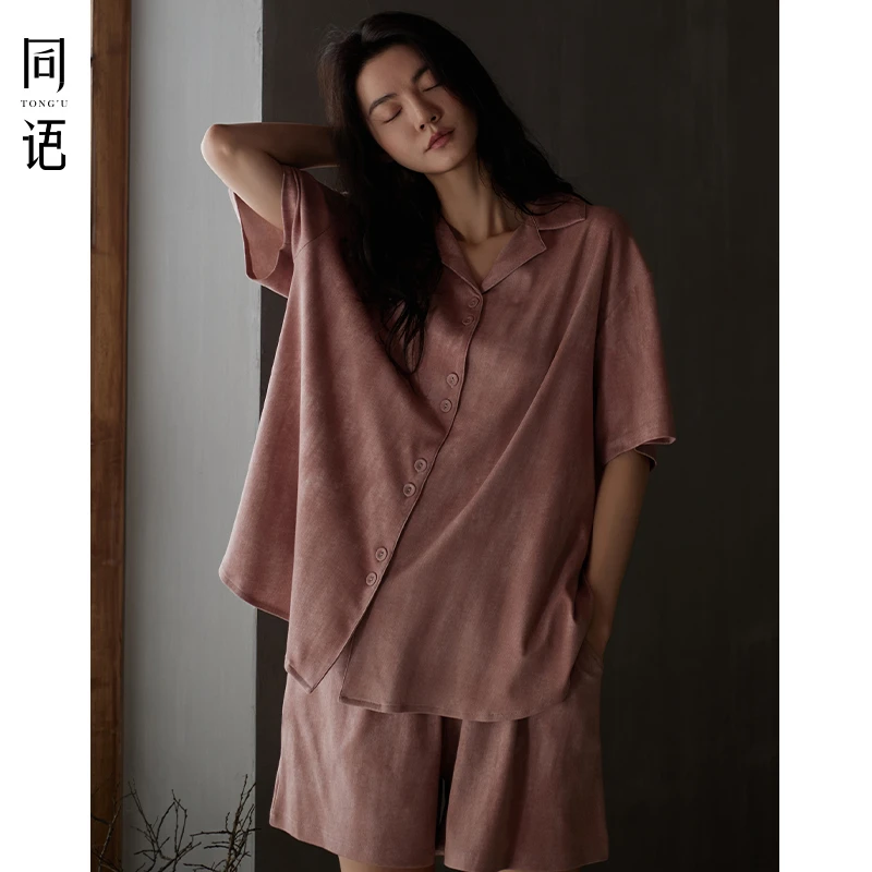 同语25年新款睡衣女款夏季莫代尔棉短袖套装渲染可外穿夏天家居服