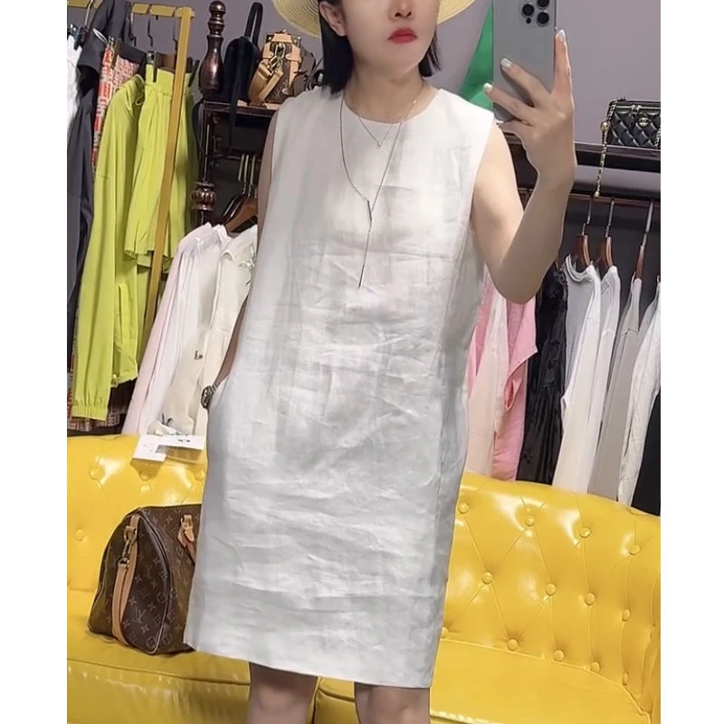 韩版气质时尚无袖背心连衣裙女夏季新款宽松显瘦休闲圆领短款裙子