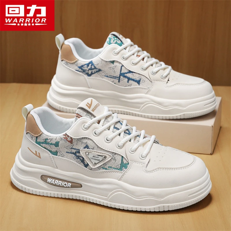 回力国风刺绣板鞋2025秋季新款皮面运动小白鞋男士休闲鞋开车男鞋