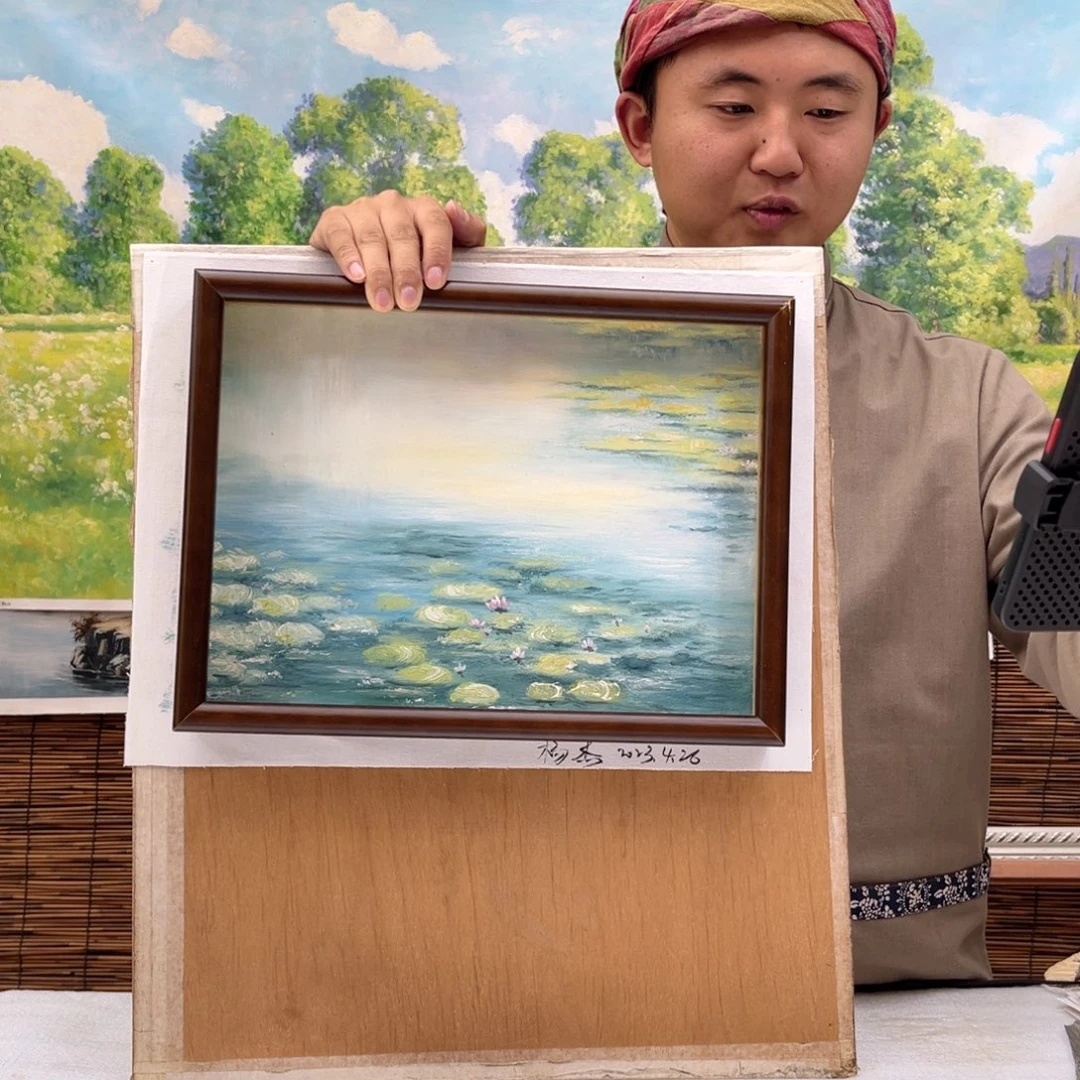 油画行路人小院绘画作品竞拍