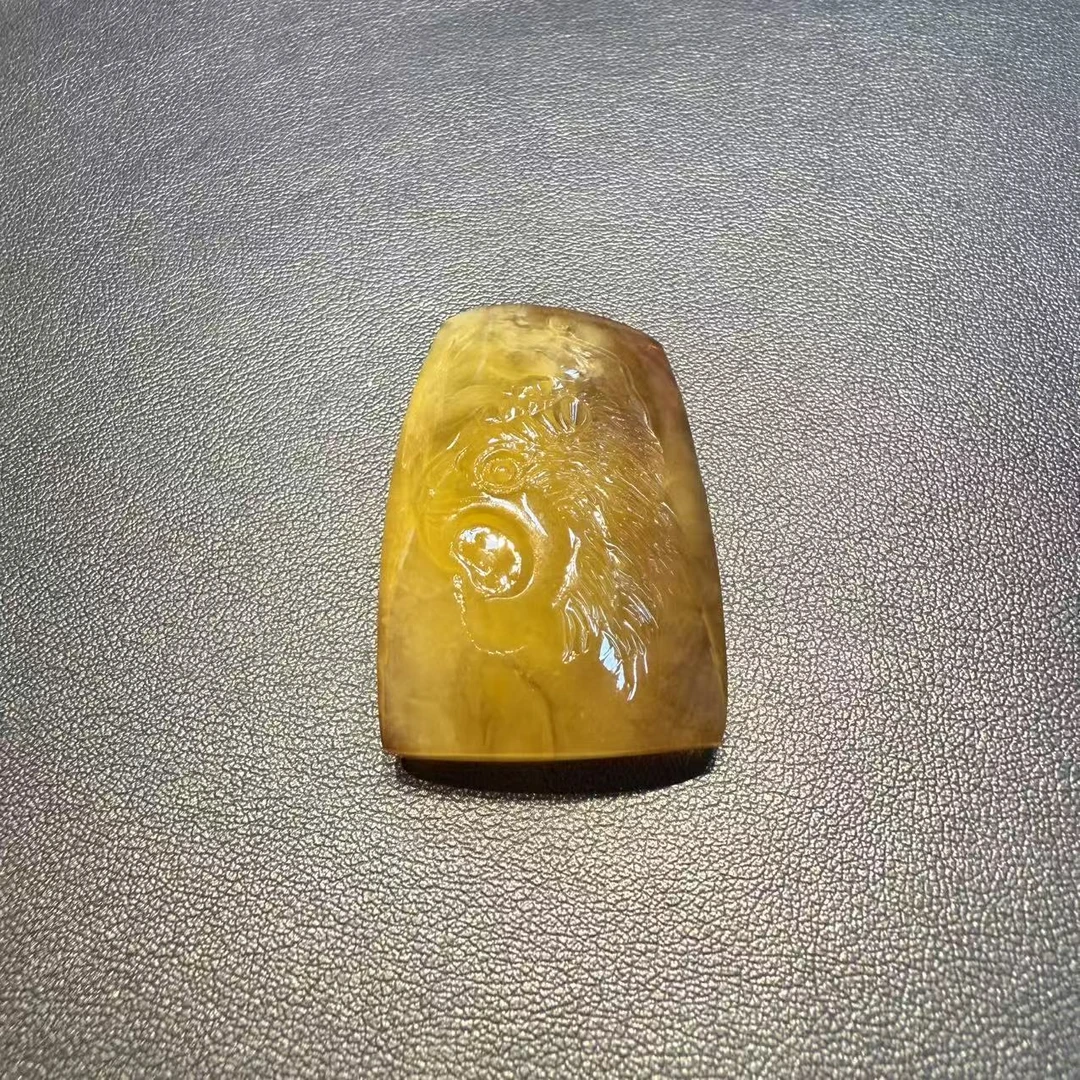 【曹掌柜精选】4 PM00134 蜜蜡醒狮吊坠-尺寸26*39mm