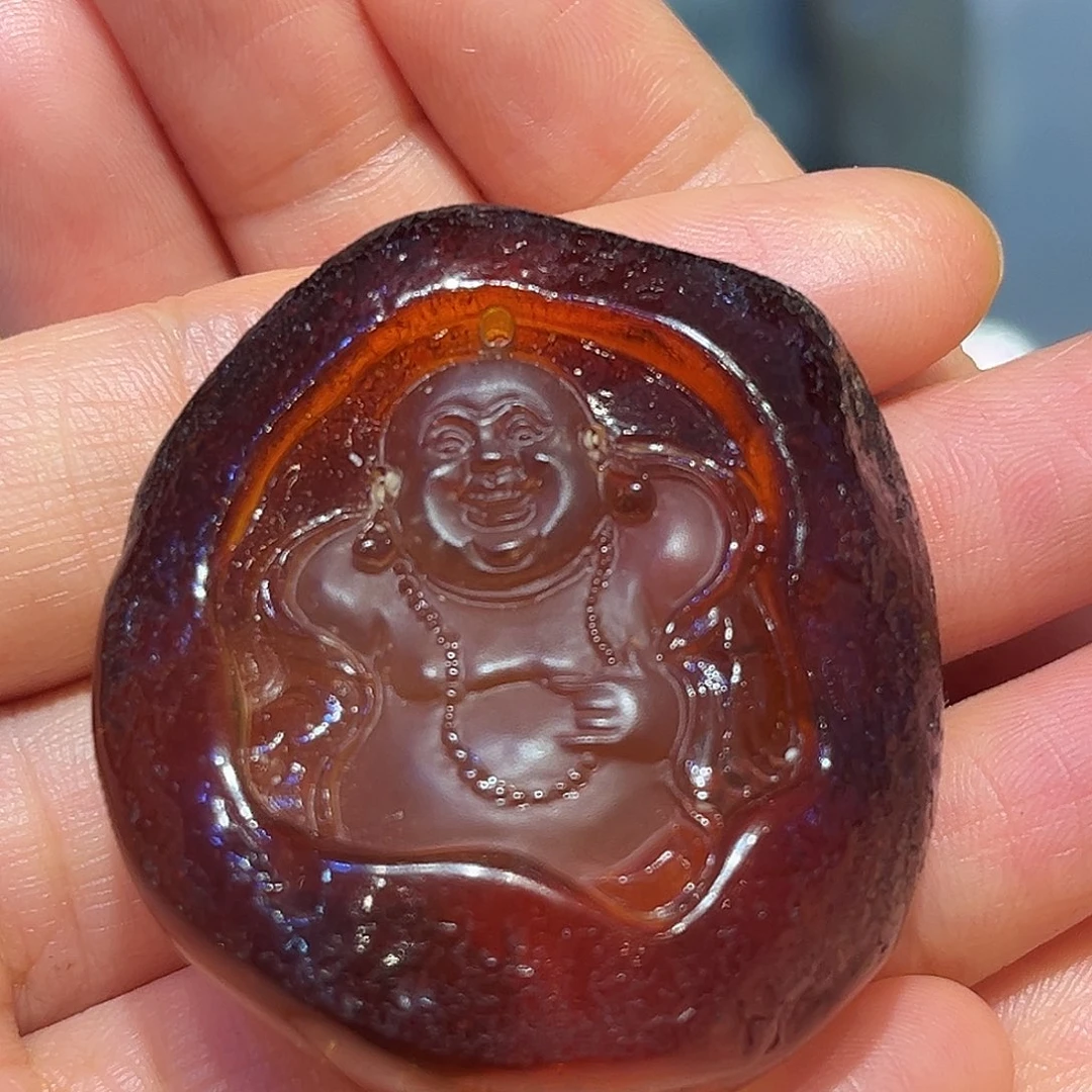 琥珀颈饰未镶嵌蜜蜡弥勒