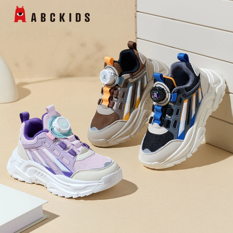 Abckids童鞋2024秋季新款网面中大童男童休闲运动鞋女童透气跑鞋