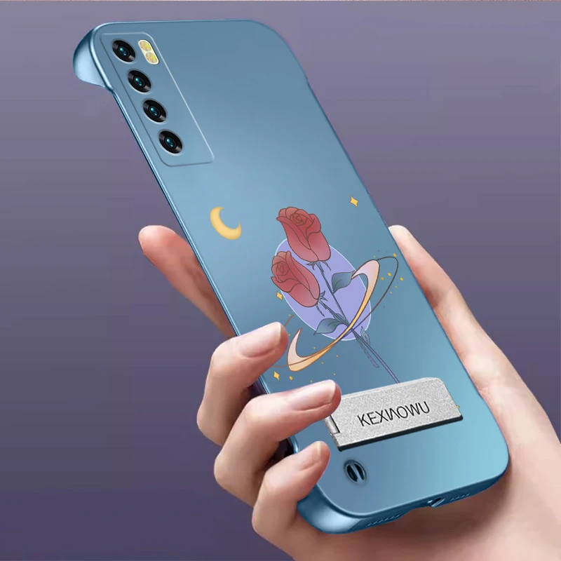 适用华为nova7无边框nova7pro手机壳超薄玫瑰时尚支架金属漆散热