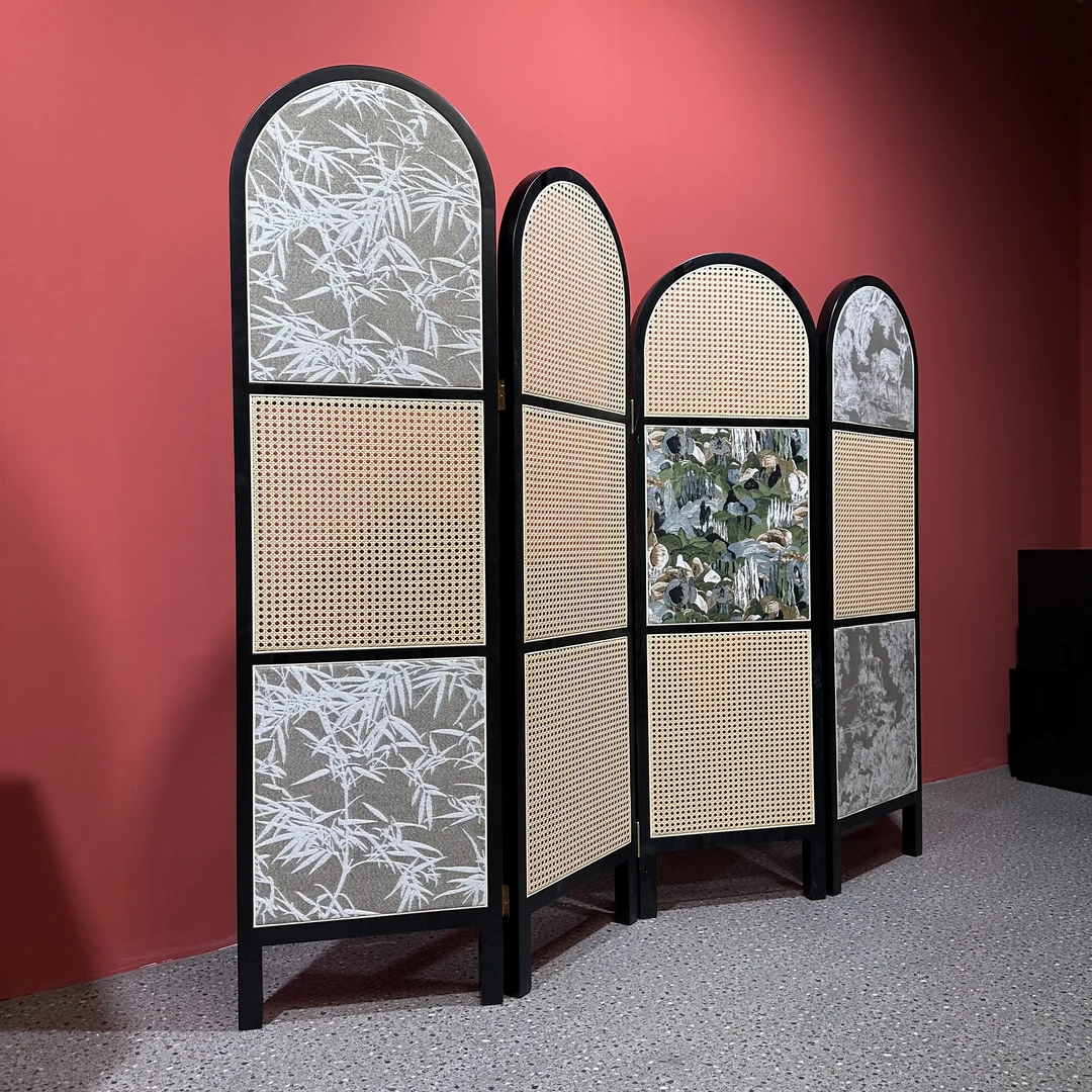 中古风实木屏风隔断客厅背景墙卧室玄关家用法式南洋风可移动