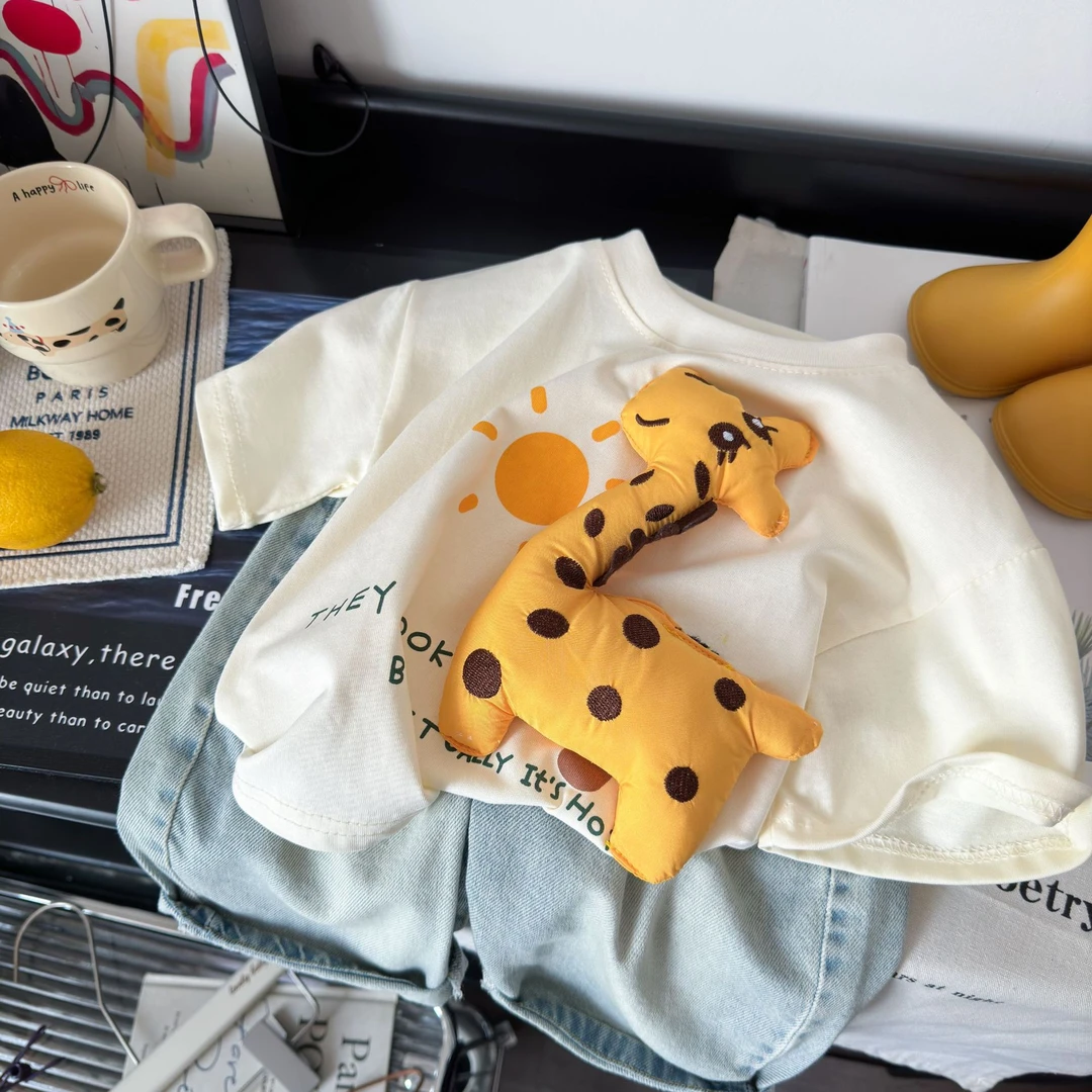 纯棉夏装新款2025男女宝宝卡通短袖中小童夏季洋气半袖T夏款T恤c