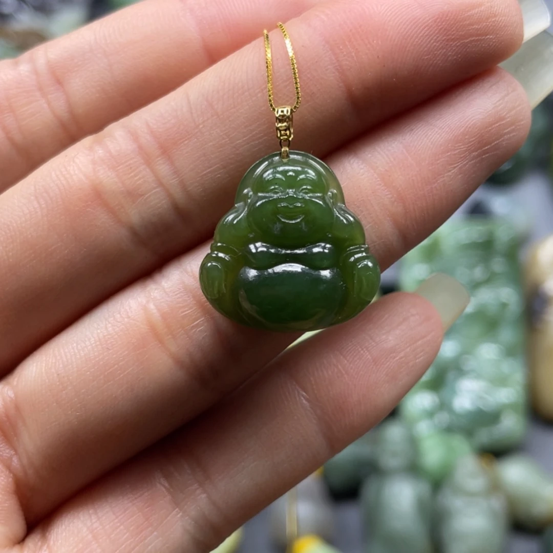 【闪购商品】和田玉18K金镶嵌挂件