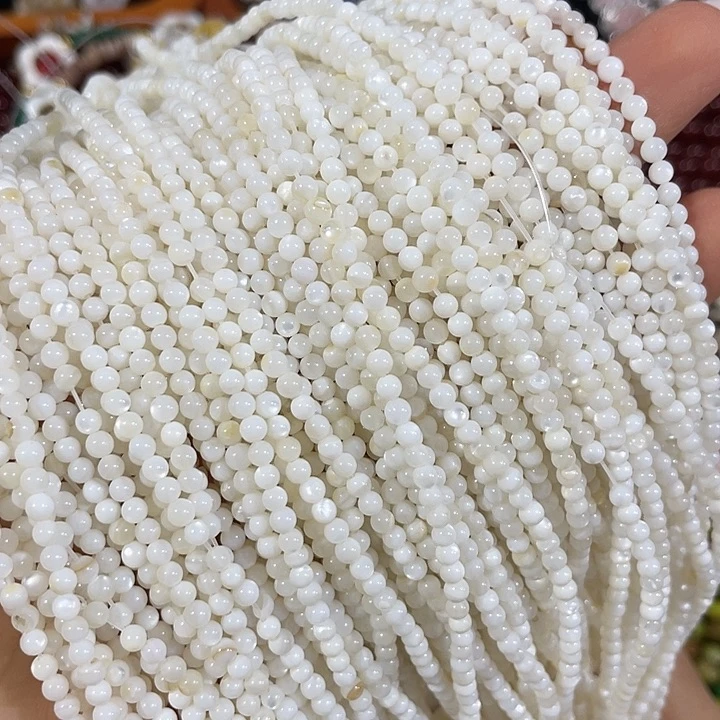 玛瑙/玉髓合金珠宝半成品3条3mm贝壳老鱼骨圆珠
