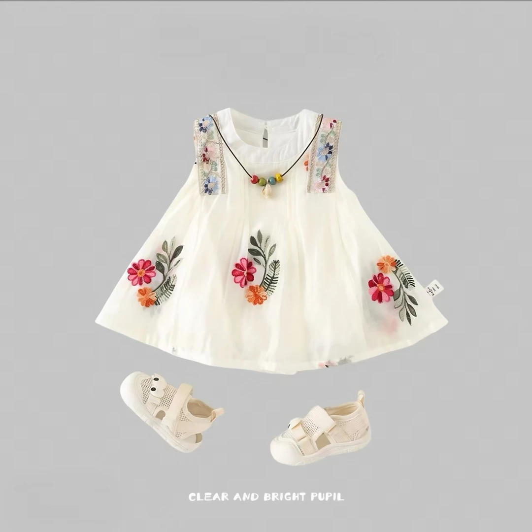 婴幼儿连衣裙夏装2025新款纯棉婴儿公主裙女宝周岁礼服刺绣背心裙