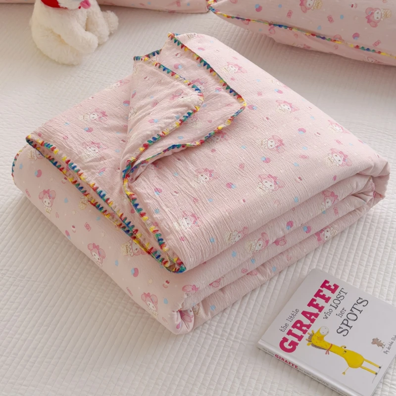 双层纱夏被空调被新款夏季刺绣款夏凉被非纯棉全棉被子可机洗水洗