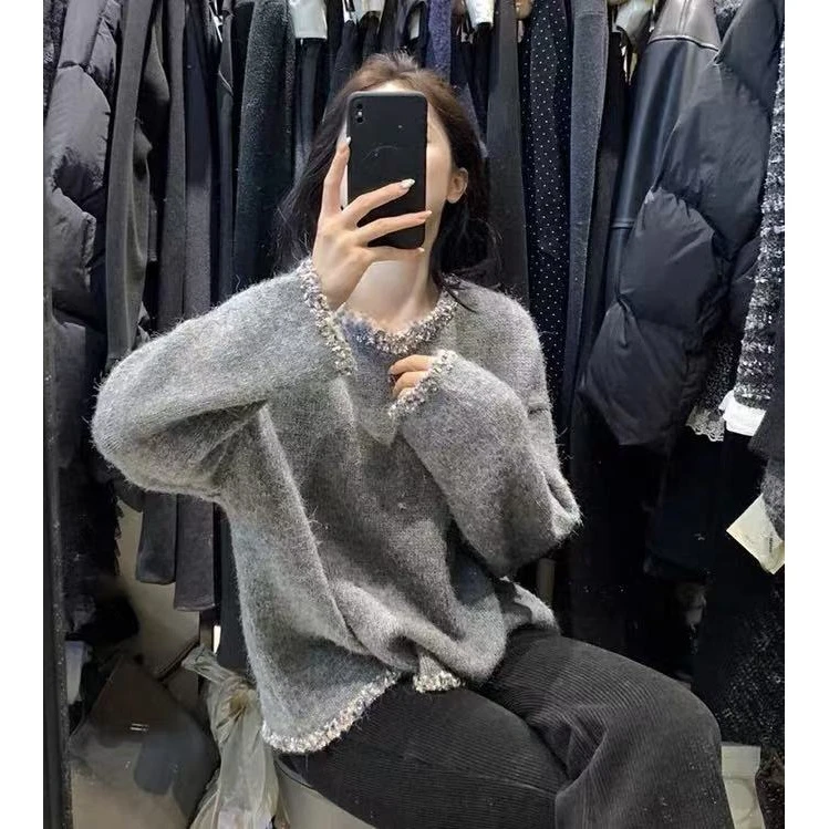 韩系慵懒风秋冬季韩版时尚百搭显瘦女休闲毛衣针织高级感上衣101