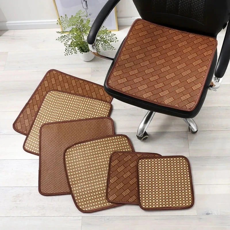 藤凉席冰丝坐垫夏季餐椅垫夏天办公室椅子汽车防滑透气藤编座垫