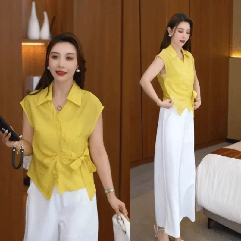 时尚法式夏季新款2025不规则绑带收腰休闲洋格子娃娃oo裙裤两件套