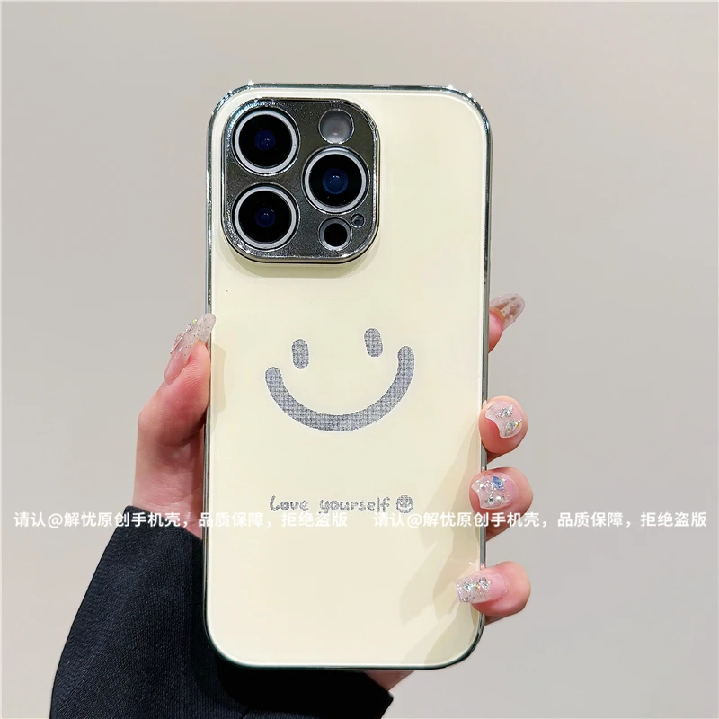 电镀鎏金玻璃壳适用苹果iPhone16/华为荣耀/OPPO/VIVO/小米手机壳